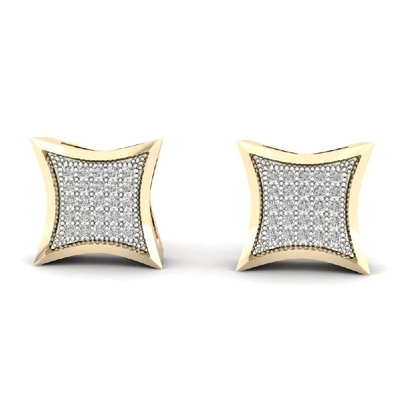 Stud Earrings with Pearls and Diamonds -1/6ct TDW Diamond Cluster Stud Earrings in 10K Yellow Gold