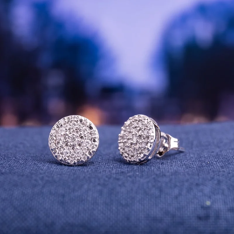 Stud Earrings with Filigree -Miadora 10k White Gold 1/4ct TDW Diamond Circle Cluster Stud Earrings