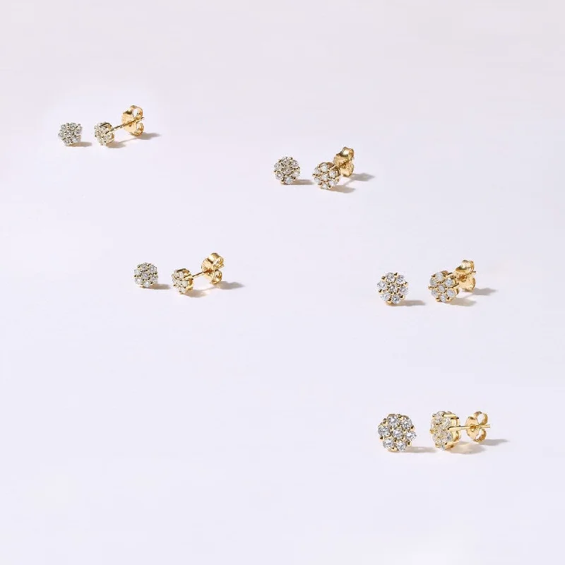 Adjustable Stud Earrings for Custom Fit -1/5ct-2ct TDW Diamond Cluster Stud Earrings in 10k Gold by De Couer