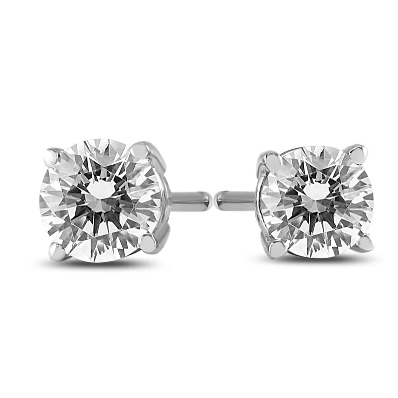 Stud Earrings with Rhinestones -Marquee 1/3 Carat TW Certified Round Diamond Solitaire Stud Earrings in 14K White Gold (I-J Color, SI1-SI2 Clarity)