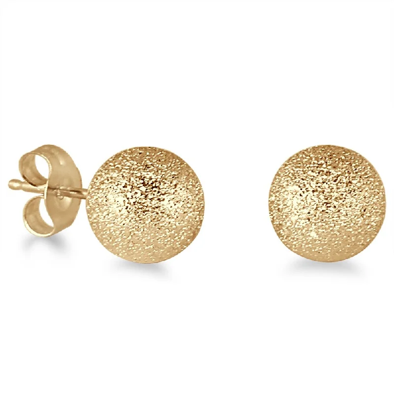 Retro Stud Earrings for Nostalgia -Marquee Jewels Women's 14k Yellow Gold Laser-cut 7-millimeter Ball Stud Earrings