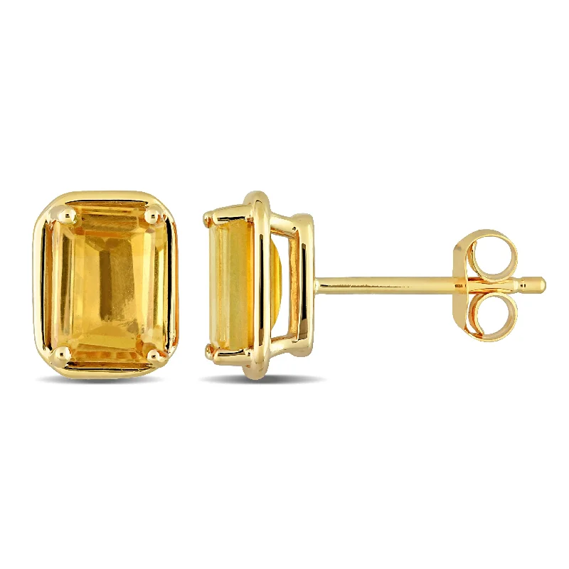 Stud Earrings with Infinity Symbols -Miadora 14k Yellow Gold Citrine Octagon Stud Earrings