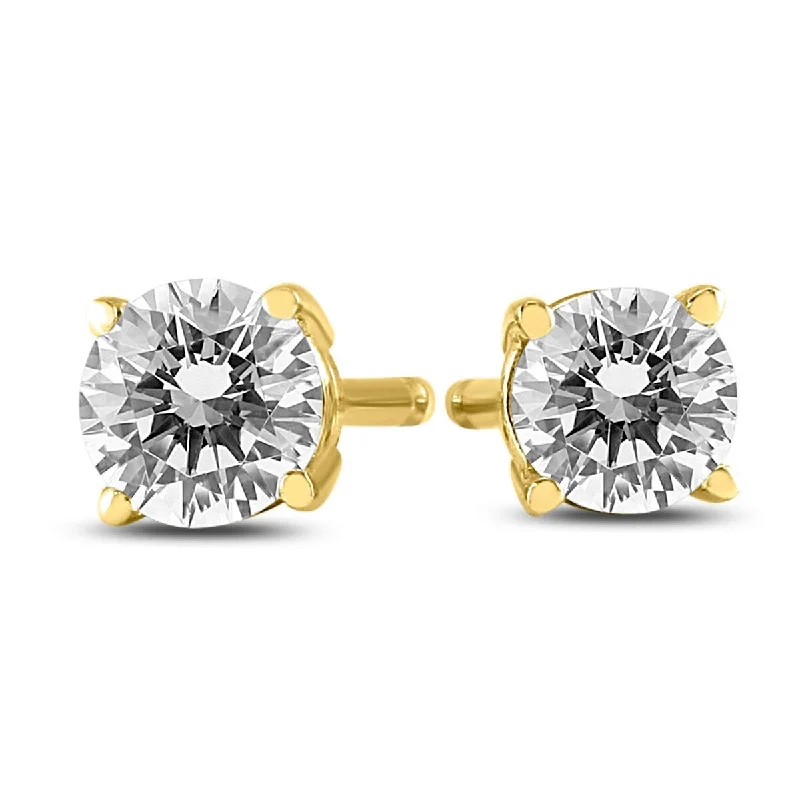 Marquee 1/4 Carat TW Round Diamond Solitaire Stud Earrings In 14k Yellow Gold