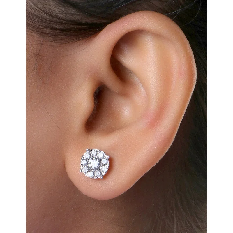 Animal Print Stud Earrings for Fun -Diamond Stud Earrings 1.25 carat 10k White Gold - DeCouer