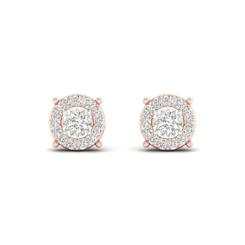 Stud Earrings for Christmas Party -De Couer 10k Rose Gold 1/4ct TDW Diamond Stud Earrings