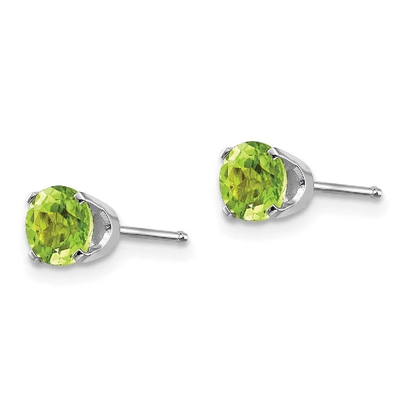 Stud Earrings for Yoga Session -Curata 14k White Gold 5mm Peridot Stud Earrings