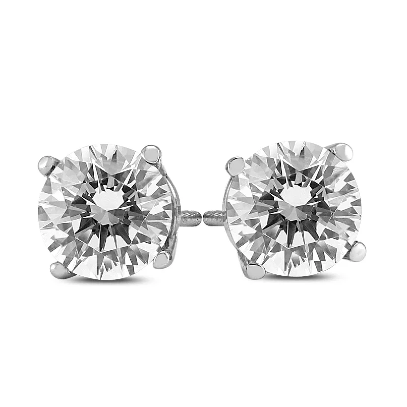 Stud Earrings with Star Motifs -Marquee 1 1/2 Carat TW Certified Round Diamond Solitaire Stud Earrings in 14K White Gold (I-J Color, SI1-SI2 Clarity)