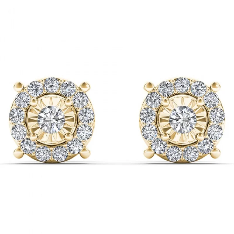 Stud Earrings for Everyday Glamour -De Couer 10k Yellow Gold 1/4ct TDW Diamond Stud Earrings