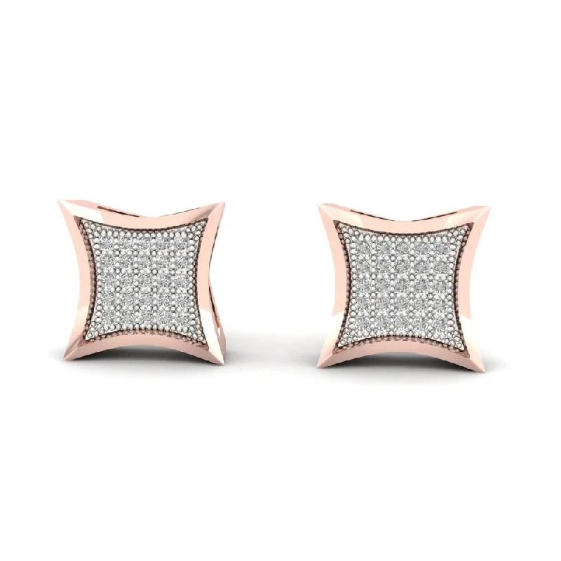 Minimalist Stud Earrings with Simplicity -1/6ct TDW Diamond Cluster Stud Earrings in 10K Rose Gold - Pink