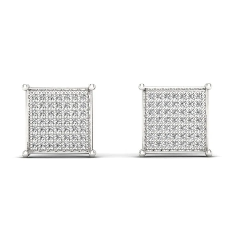 Stud Earrings with Filigree -1/3ct TDW Diamond Cluster Stud Earrings in 10K White Gold