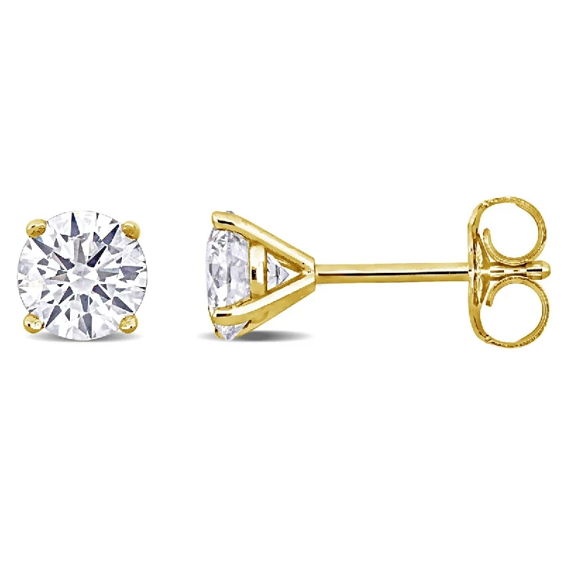 Stud Earrings with Etching -Created Forever 1ct TW Lab-Grown Diamond Martini-Style Stud Earrings in 14k Yellow Gold