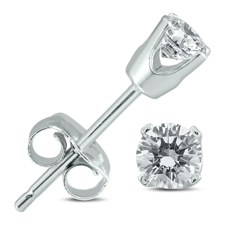 Large Stud Earrings for Statement -Marquee 1/3 Carat TW Diamond Solitaire Stud Earrings in 14K White Gold (I-J COLOR, SI2-SI3 CLARITY)