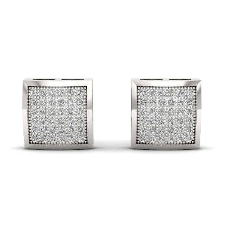 Stud Earrings with Enamel -10k White Gold 1/4ct TDW Diamond Cluster Stud Earrings