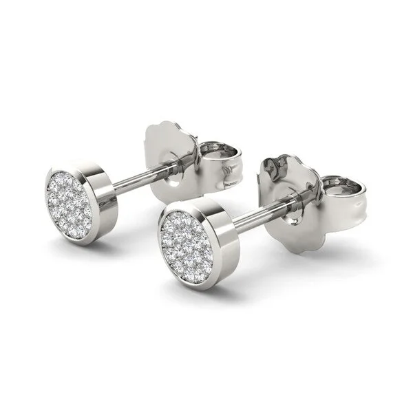 Stud Earrings with Leaf Motifs -De Couer 10k White Gold 1/10ct Diamond Pave Stud Earrings