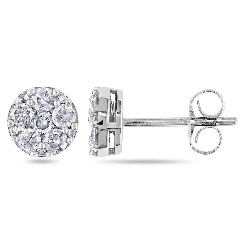 Bohemian Stud Earrings with Tassels -Miadora 10k White Gold 1/2ct TDW Diamond Stud Earrings