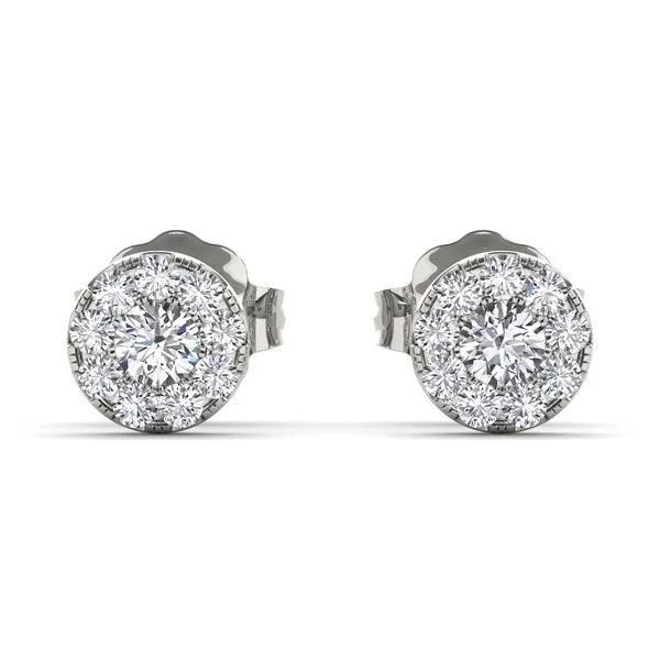 Stud Earrings for Valentine's Day -De Couer 10k White Gold 1/3ct Diamond Halo Stud Earrings