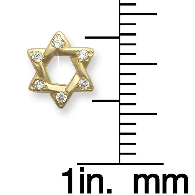 Triple Stud Earrings for Layered -Curata 14k Gold Cubic Zirconia Star of David Stud Earrings