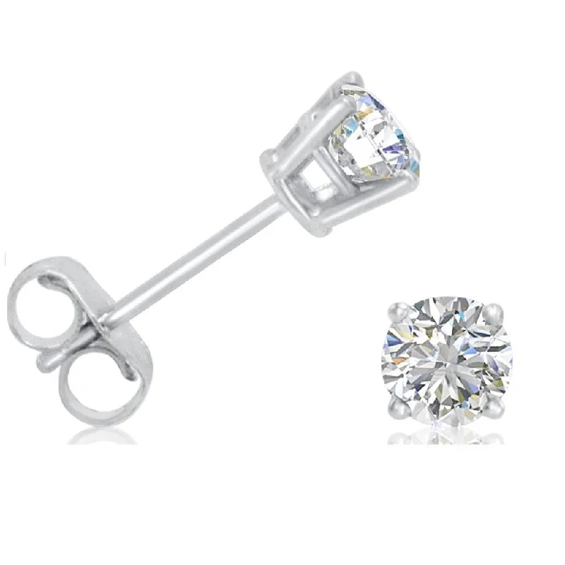 Stud Earrings for School Uniform -Amanda Rose Collection IGI Certified 1/2ct Total Weight Natural Diamond Stud Earrings in 14K White Gold