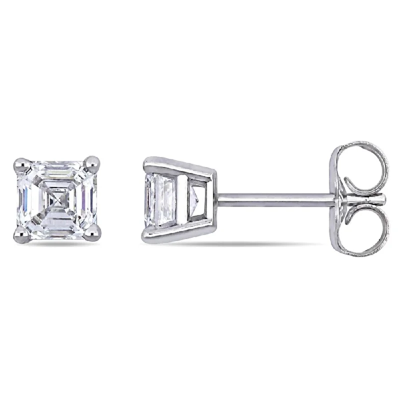 Animal Print Stud Earrings for Fun -Miadora 14k White Gold 1ct TDW Asscher-Cut Diamond Solitaire Stud Earrings