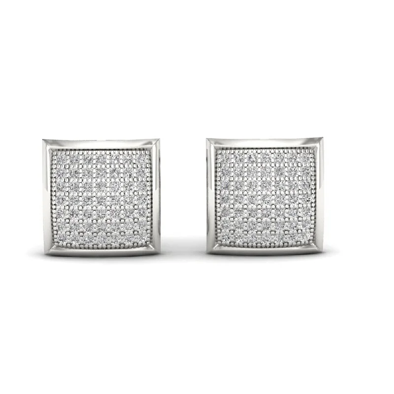 Stud Earrings for Office Wear -IGI Certified 10k White Gold 1/3ct TDW Diamond Cluster Stud Earrings