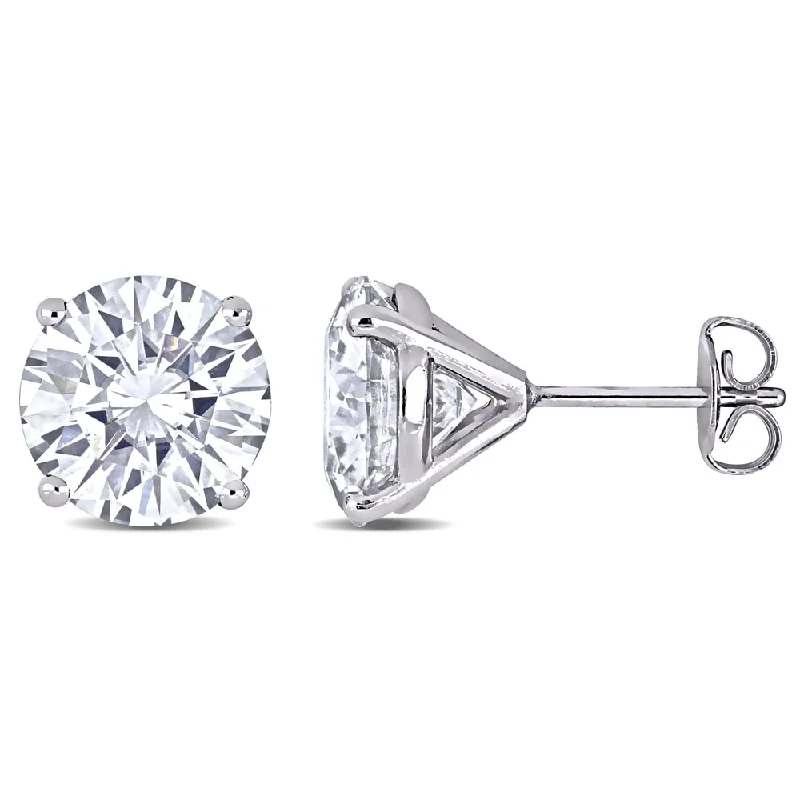 Bohemian Stud Earrings with Tassels -Miadora 5 1/2ct DEW Moissanite Solitaire Stud Earrings in 14k White Gold - 9 mm x 9 mm