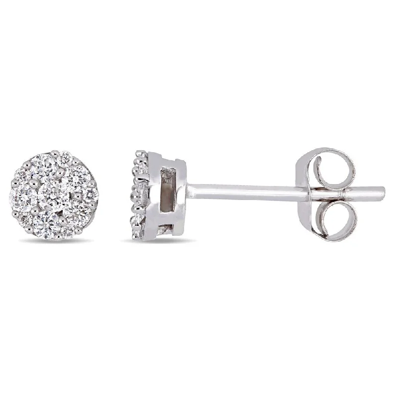 Oval Stud Earrings for Grace -Miadora 10k White Gold 1/4ct TDW Diamond Cluster Stud Earrings