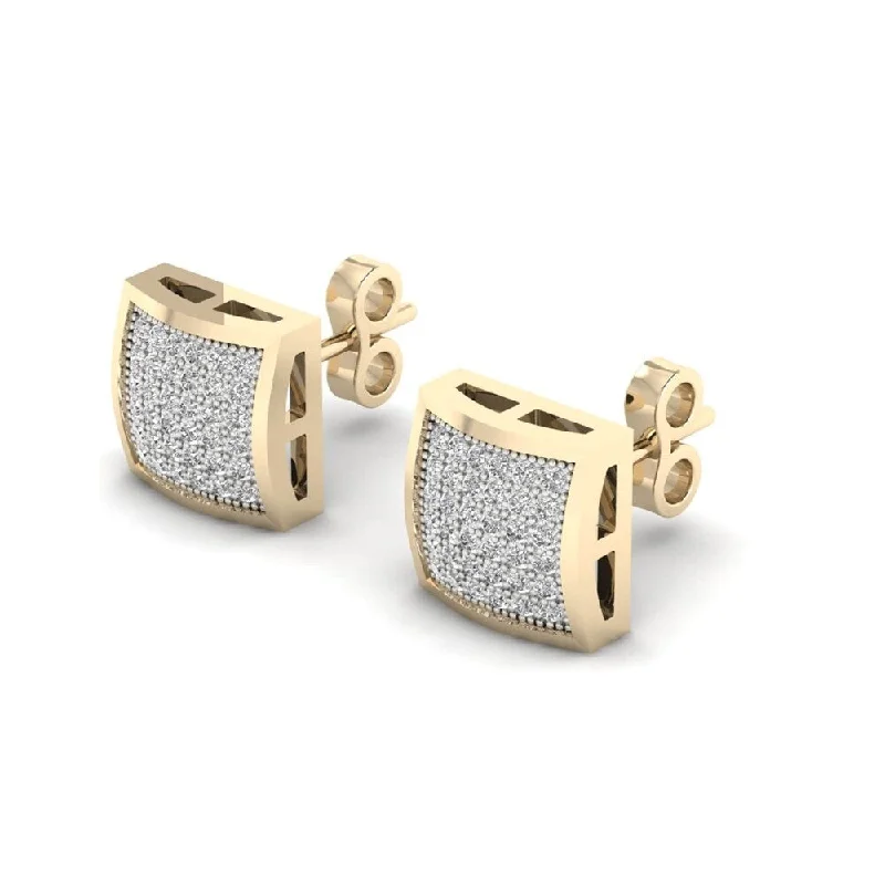 Lead Free Stud Earrings for Health -10k Yellow Gold 1/4ct TDW Diamond Cluster Stud Earrings