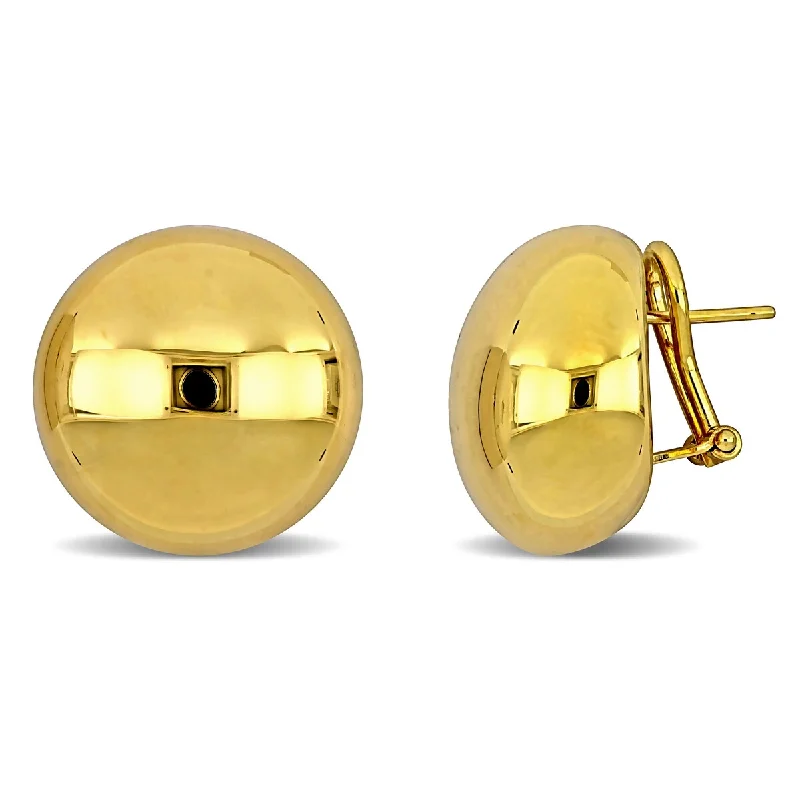 Stud Earrings with Textured Surface -Miadora 20mm Round Design Stud Earrings in 14K Yellow Gold