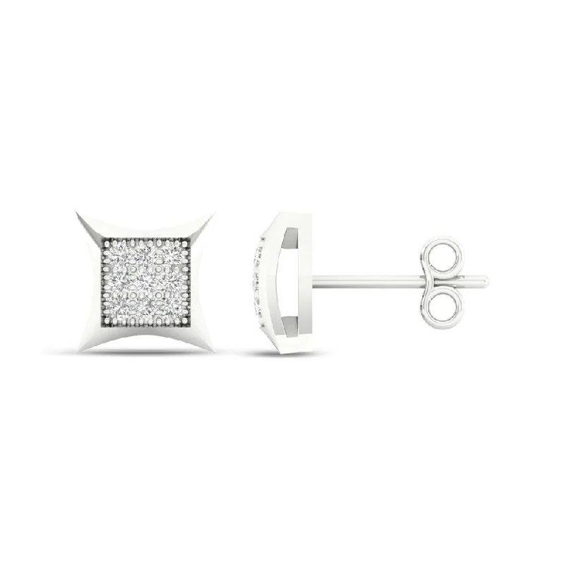 Stud Earrings with Infinity Symbols -10k White Gold 1/20ct TDW Kite Shape Diamond Stud Earrings