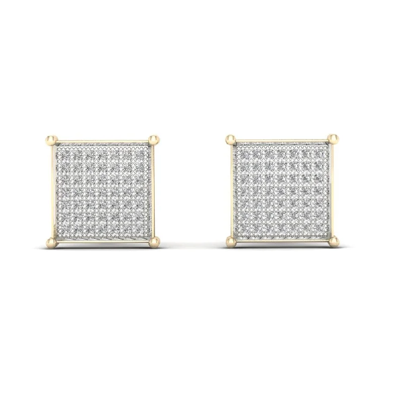 Celtic Stud Earrings with Knotwork -1/3ct TDW Diamond Cluster Stud Earrings in 10K Yellow Gold