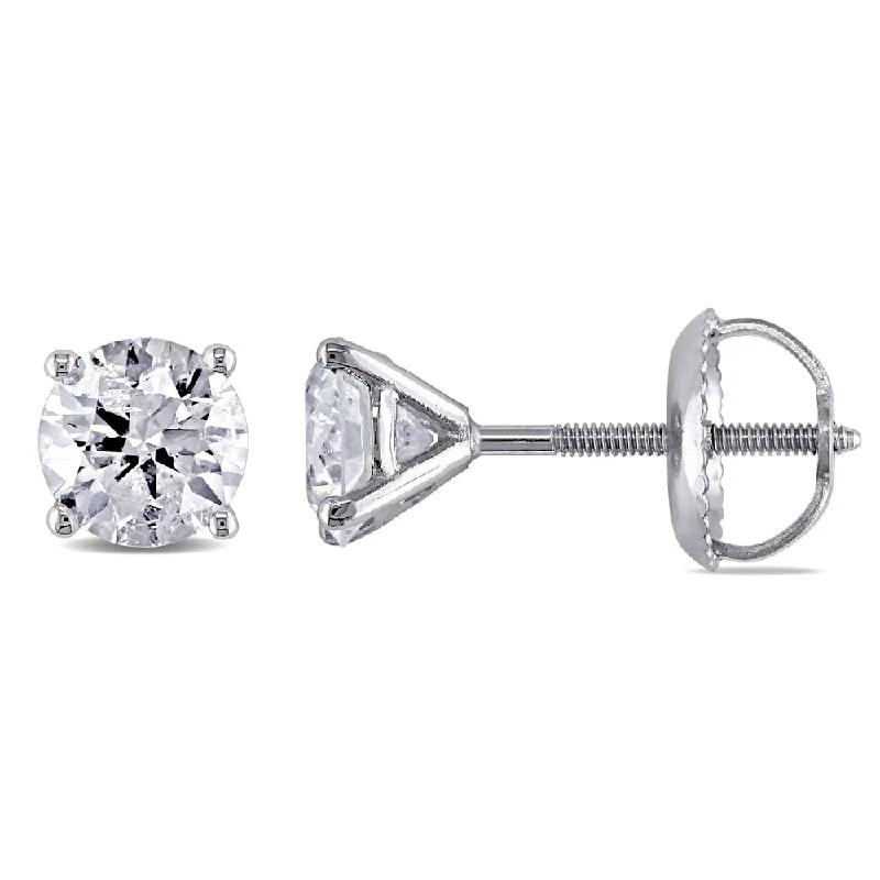 Gemstone Stud Earrings for Color -Miaodra 14k White Gold 9/10ct TDW Diamond Solitaire Stud Earrings