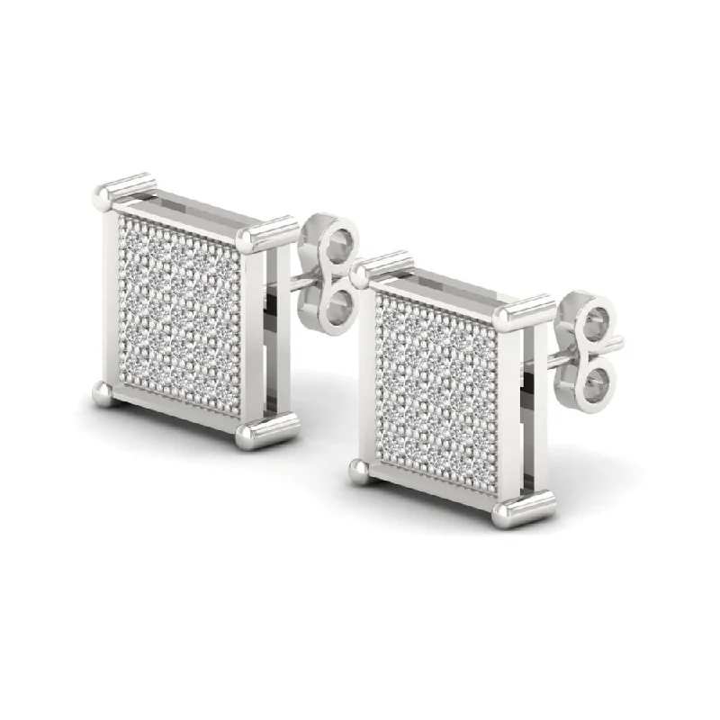 Stud Earrings for Party Look -1/6ct TDW Diamond Cluster Stud Earrings in 10K White Gold - White H-I