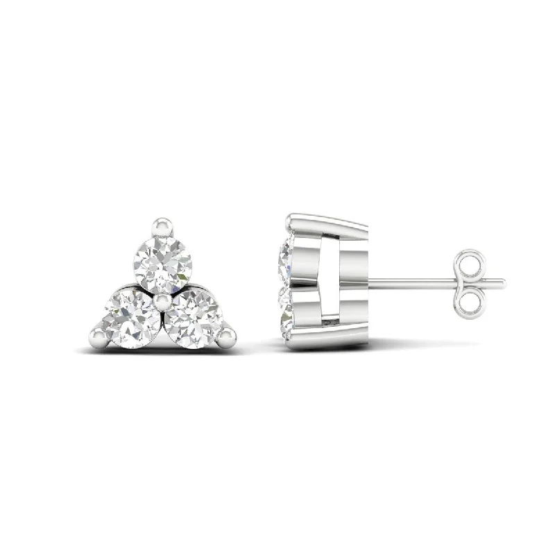 Detachable Stud Earrings with Charms -De Couer 10k White Gold 1/2ct TDW Diamond Three Stone Stud Earrings