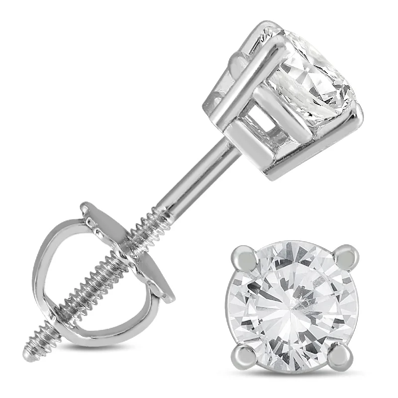 Stud Earrings with Symbolic Elements -Marquee 14k White Gold 3/4ct TDW Certified Round Diamond Solitaire Stud Earrings