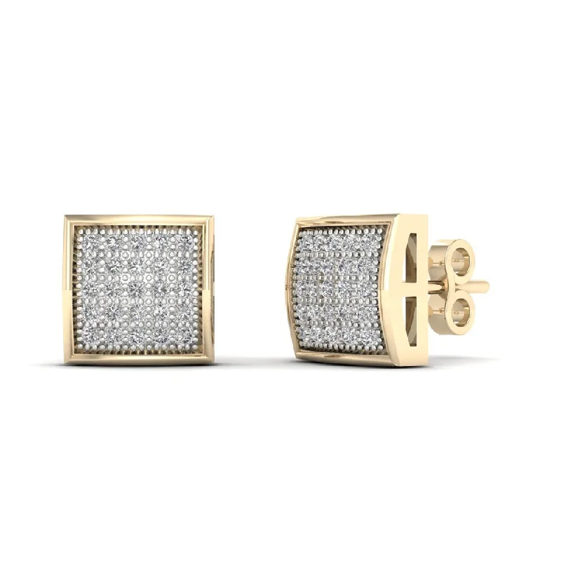 Contemporary Stud Earrings for Fashion -10k Yellow Gold 1/6ct TDW Diamond Cluster Stud Earrings