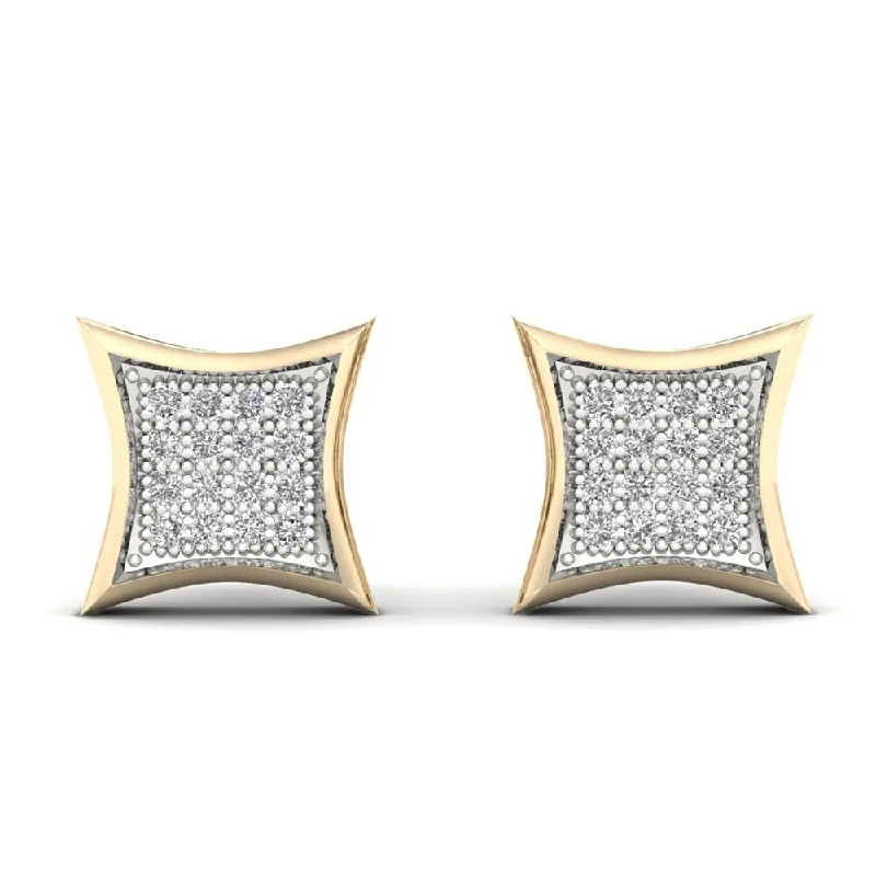 Waterproof Stud Earrings for Outdoor -10k Yellow Gold 1/10ct TDW Diamond Cluster Stud Earrings