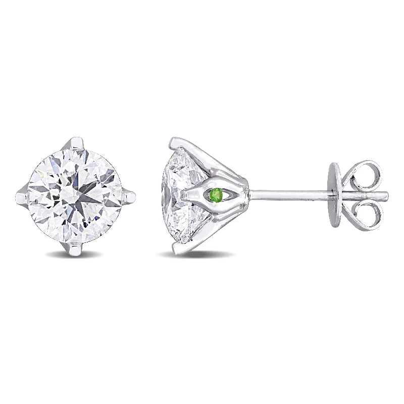 Stud Earrings for Wellness Routine -Created Forever 3ct TDW Lab-Grown Diamond and Tsavorite Accent Stud Earrings in 14K White Gold