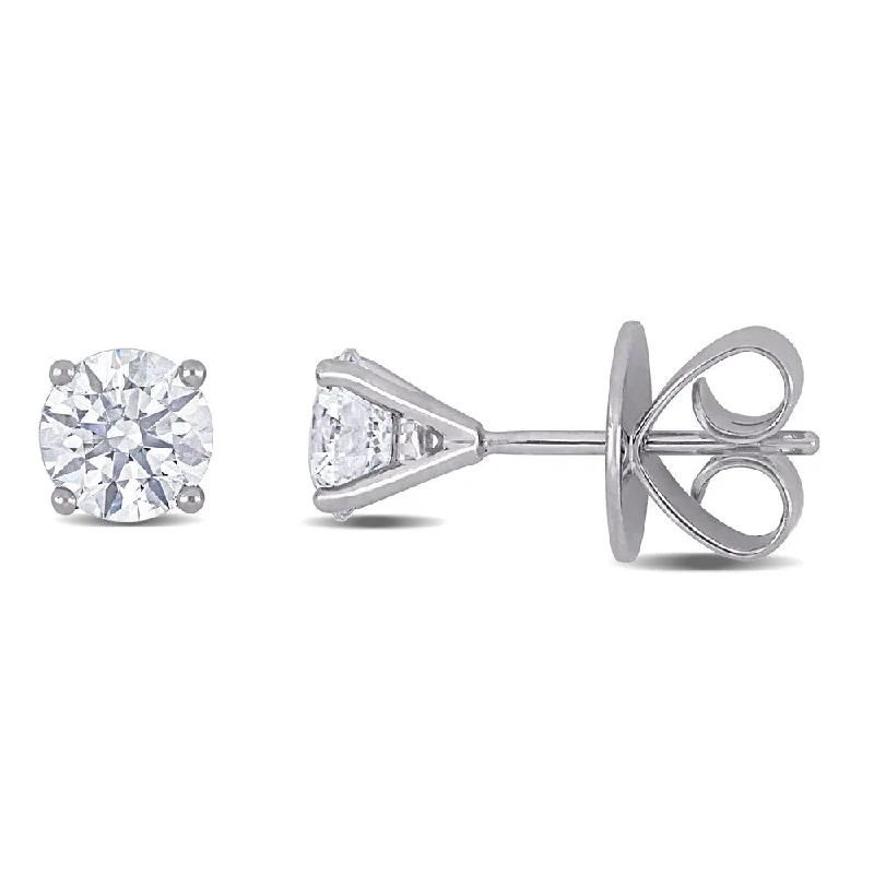 Tarnish Resistant Stud Earrings for Longevity -Miadora 18k White Gold 1 3/8ct TDW Certified Diamond Solitaire Stud Earrings (GIA)