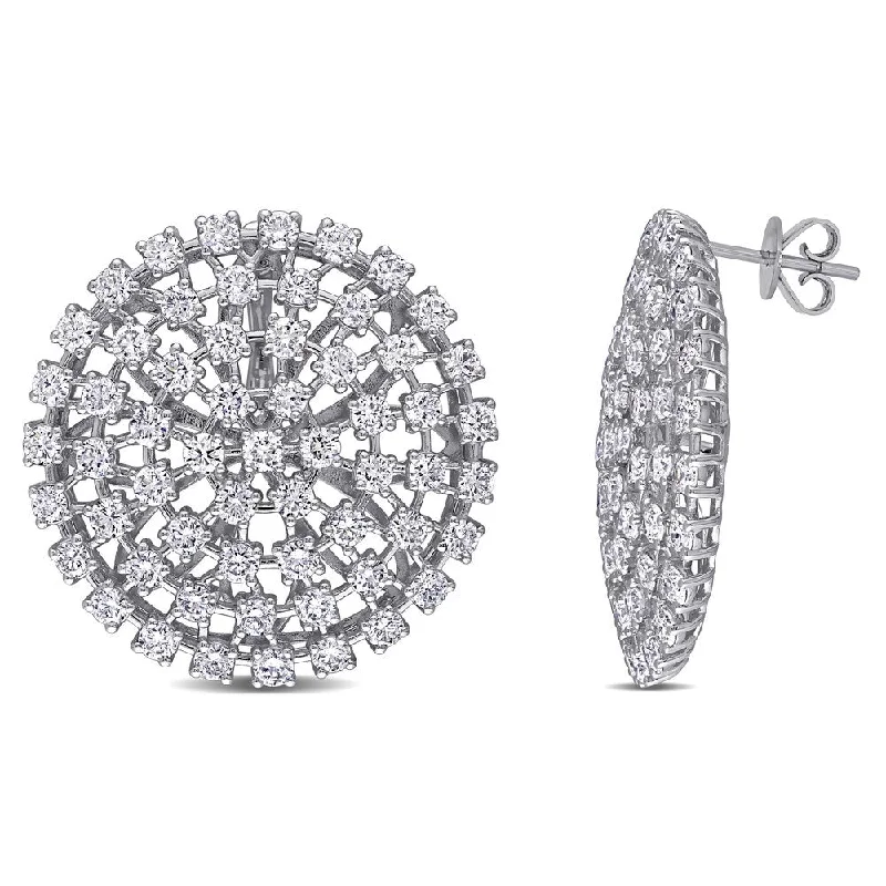 African Stud Earrings with Culture -Miadora 14k White Gold 3 1/2ct TDW Diamond Circular Cluster Stud Earrings