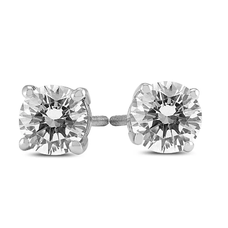 Stud Earrings for Office Wear -Marquee 3/4 Carat TW Certified Round Diamond Solitaire Stud Earrings in 14K White Gold (I-J Color, SI1-SI2 Clarity)