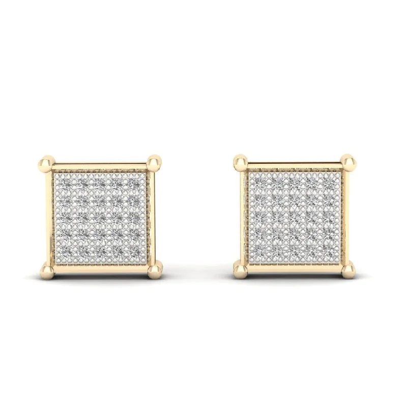 Stud Earrings for School Uniform -1/6ct TDW Diamond Cluster Stud Earrings in 10K Yellow Gold