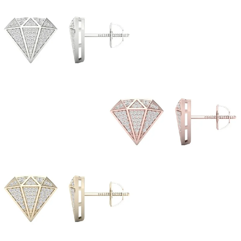 Geometric Stud Earrings for Trend -1/4ct TDW Diamond Stud Earrings in 10k Gold by De Couer