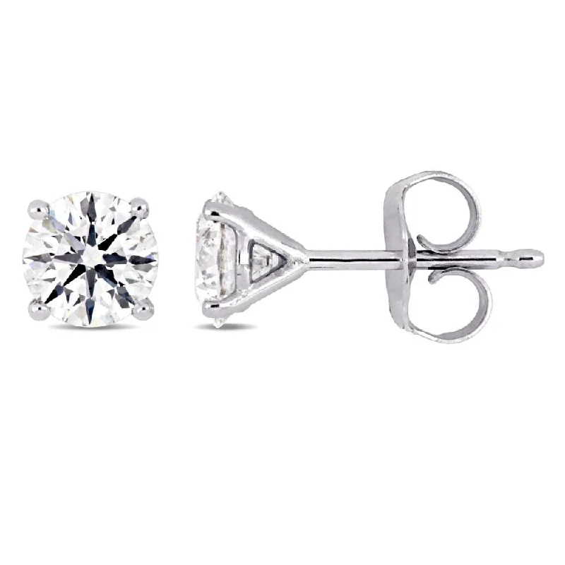 Stud Earrings for Office Wear -Miadora Signature Collection 14k White Gold 1ct TDW Diamond Solitaire Martini-Style Stud Earrings