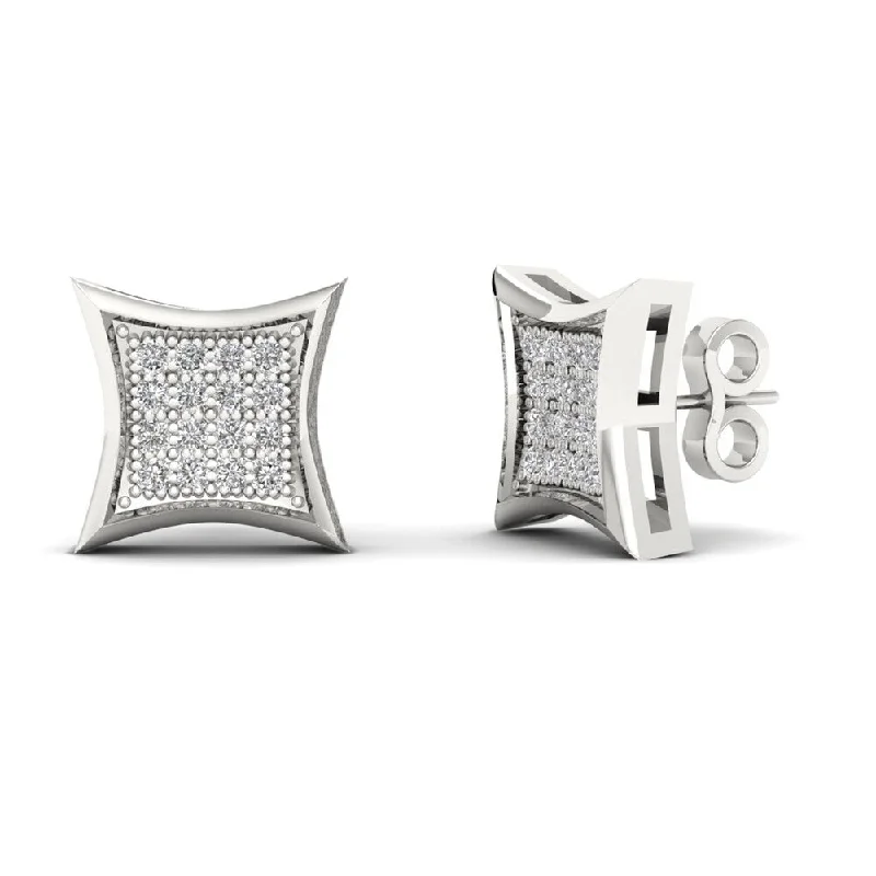 Double Stud Earrings for Impact -10k White Gold 1/10ct TDW Diamond Cluster Stud Earrings - White H-I