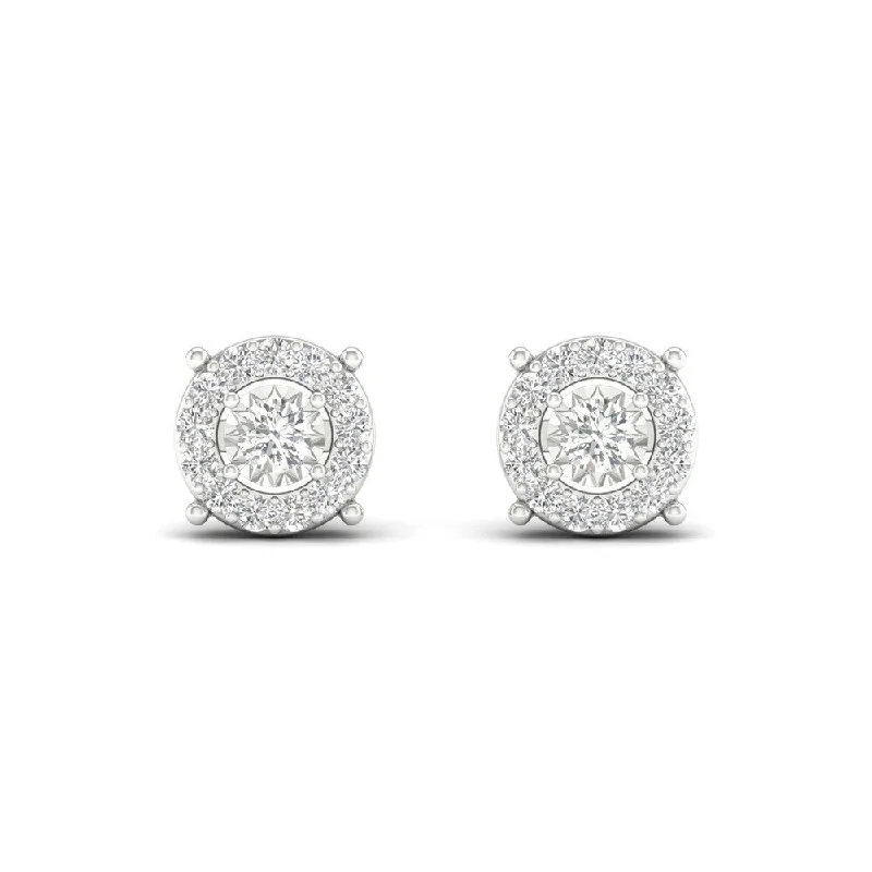 Hypoallergenic Stud Earrings for Sensitive -De Couer 10k White Gold 1/4ct TDW Diamond Stud Earrings - White H-I