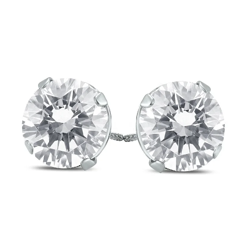 Indian Stud Earrings with Intricacy -Marquee Certified 1/2 Carat TW (H-I Color, SI1-SI2 Clarity) Round Diamond Solitaire Stud Earrings in 14K White Gold