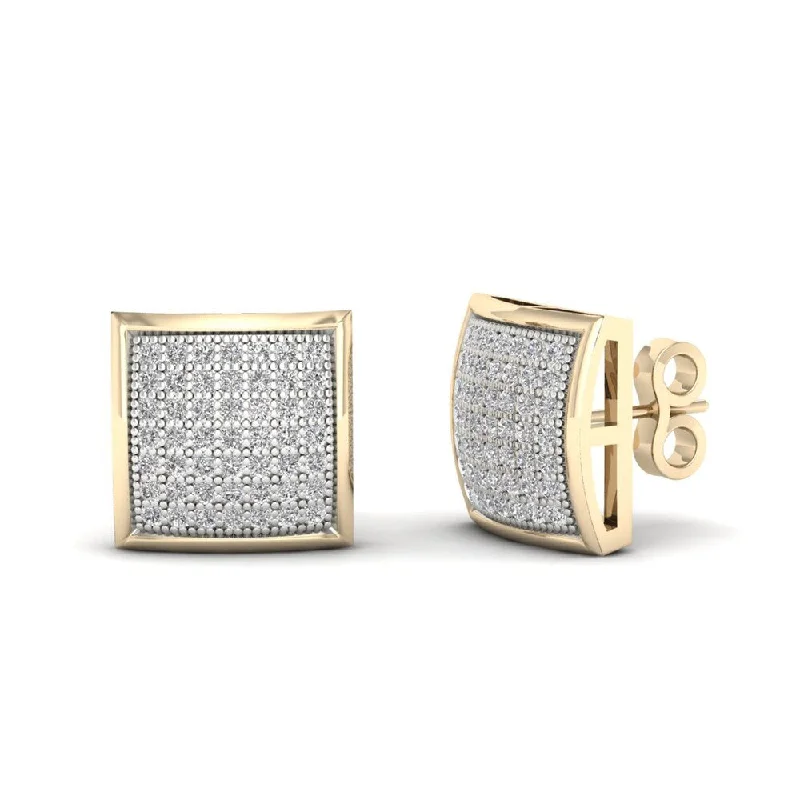 Maximalist Stud Earrings for Bling -10k Yellow Gold 1/3ct TDW Diamond Cluster Stud Earrings