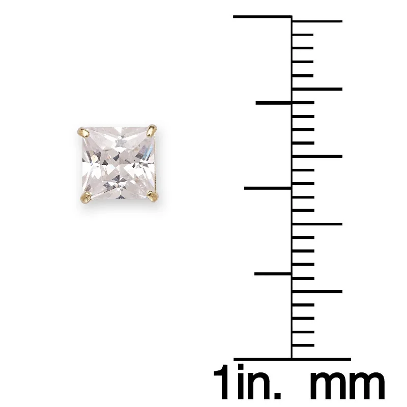 Stud Earrings with Matte Finish -14k Gold 6 mm Princess-cut Cubic Zirconia Screwback Stud Earrings