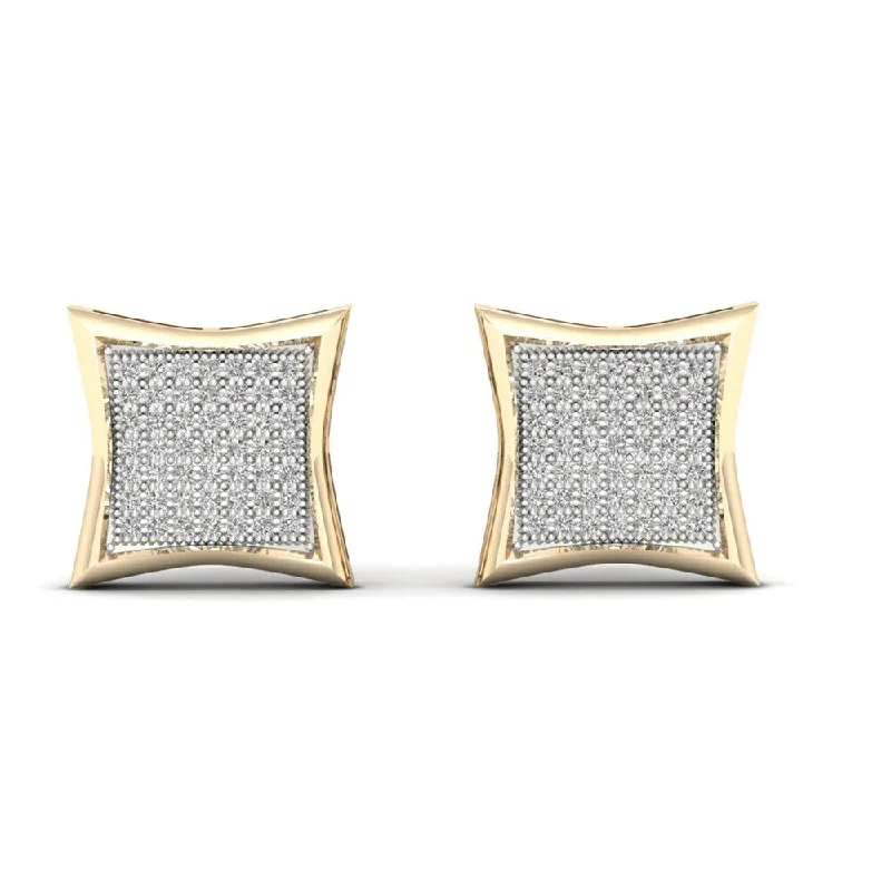 Stud Earrings with Star Motifs -1/3ct TDW Diamond Cluster Stud Earrings in 10k Yellow Gold