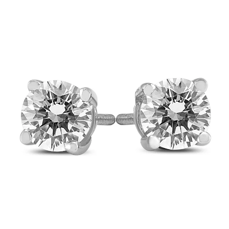 African Stud Earrings with Culture -Marquee 1/2 Carat TW Certified Round Diamond Solitaire Stud Earrings in 14K White Gold (I-J Color, SI1-SI2 Clarity)